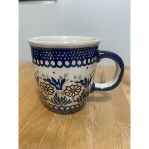 Polish Pottery Boleslawiec Manufaktura Coffee Tea Cup Mug Flowers Pattern